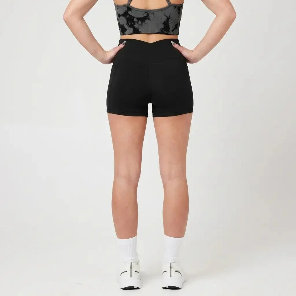 Snuggz Super Stretch Wrap Over Waist Pocket Detail Short - Black (11093) - Image 2