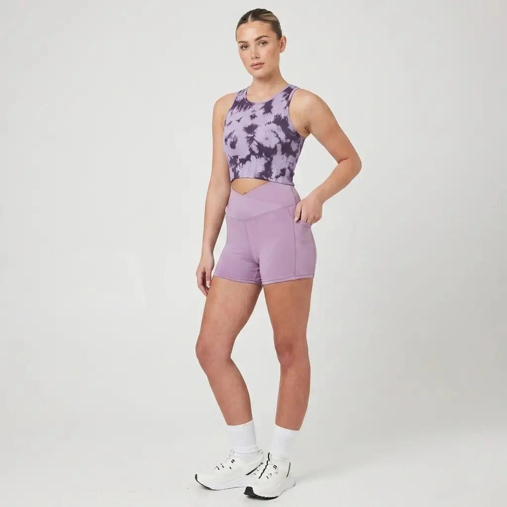 Snuggz Super Stretch Wrap Over Waist Pocket Detail Short - Lilac (11096) - Image 2