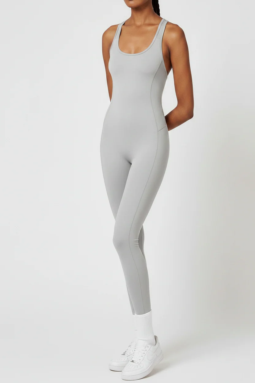 SnuggzFit Grey Super Stretch Cross Back Unitard (11117) - Image 2