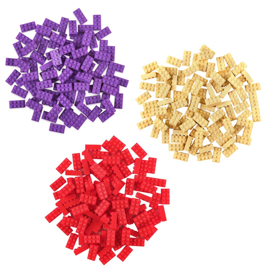 Strictly Briks Classic 2x4in Brick Bundle – 288 Pieces (Sand, Purple & Red)