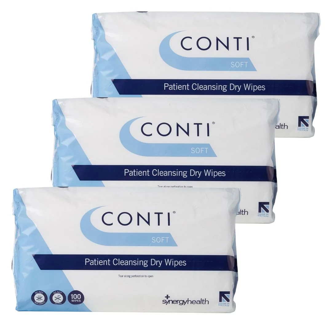 Synergy Healthcare Conti Soft Dry Wipe (100 Pack x 3)