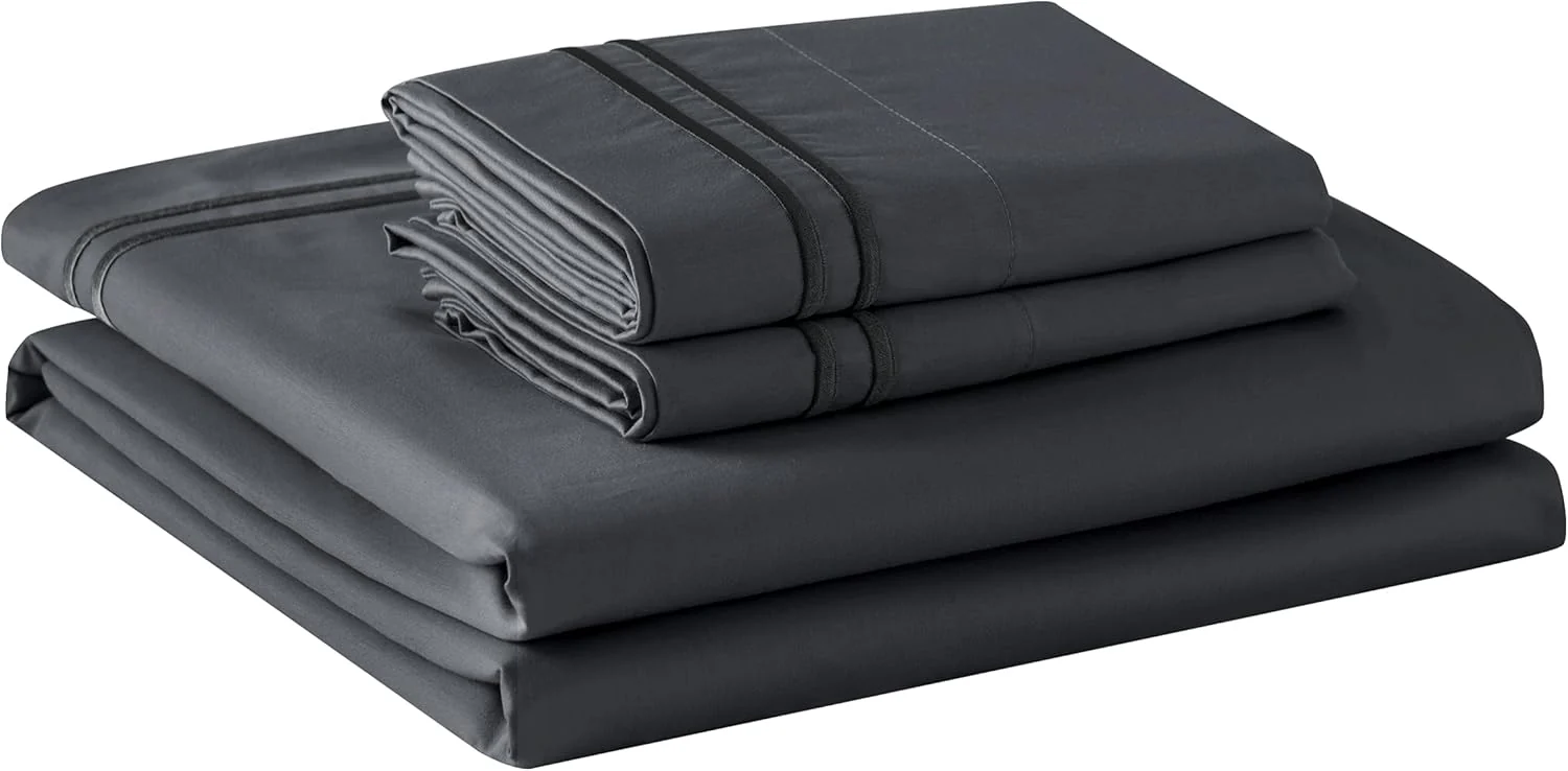 TOYABR Double Duvet Cover Set 3 Piece Bedding - Grey (200x200cm,50x75x2)