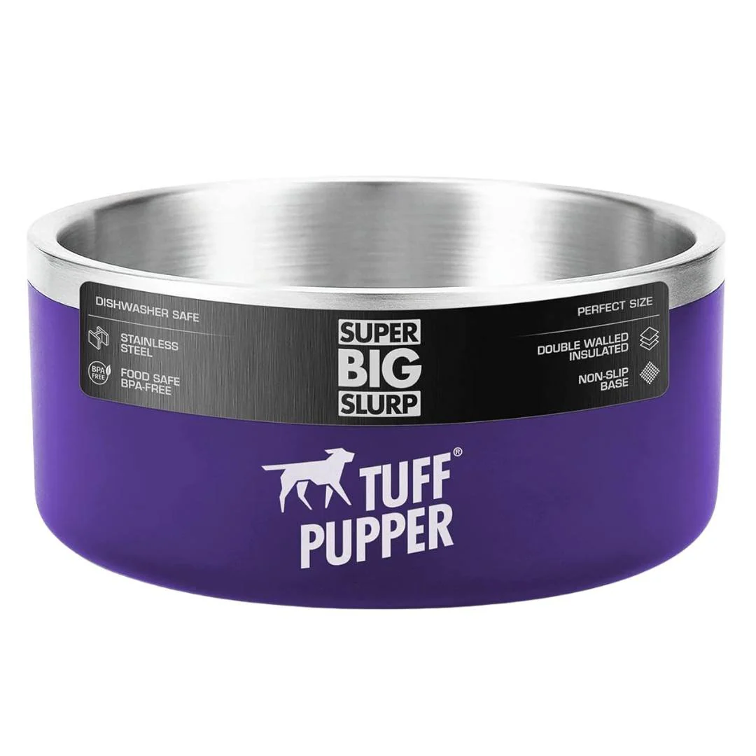 Tuff Pupper Heavy Duty Insulated Bowl for Large Dogs - 1250ml/44oz (Purple)