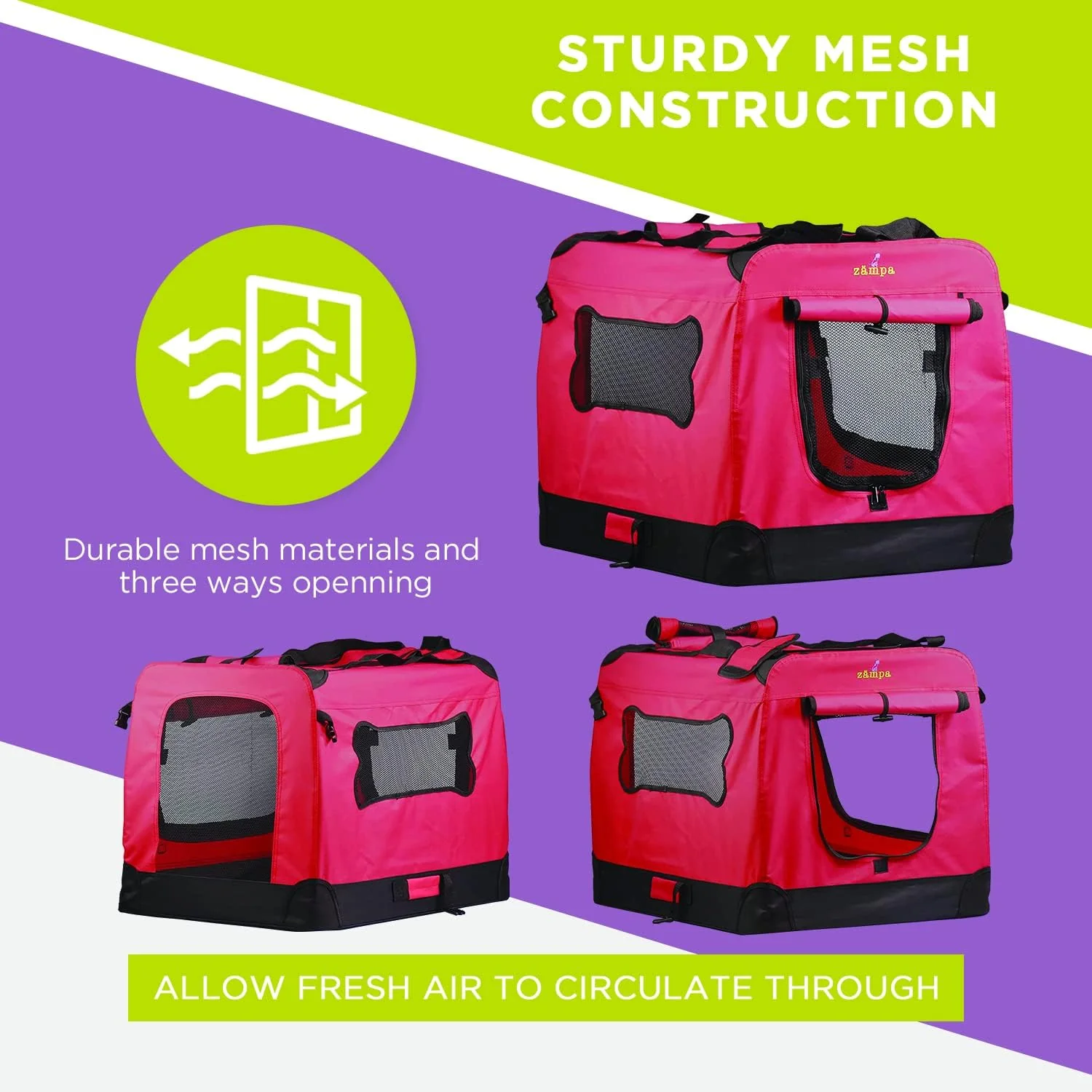Zampa Portable Pet Crate – Great for Travel, Home and Outdoor - Red (XS) - Image 6