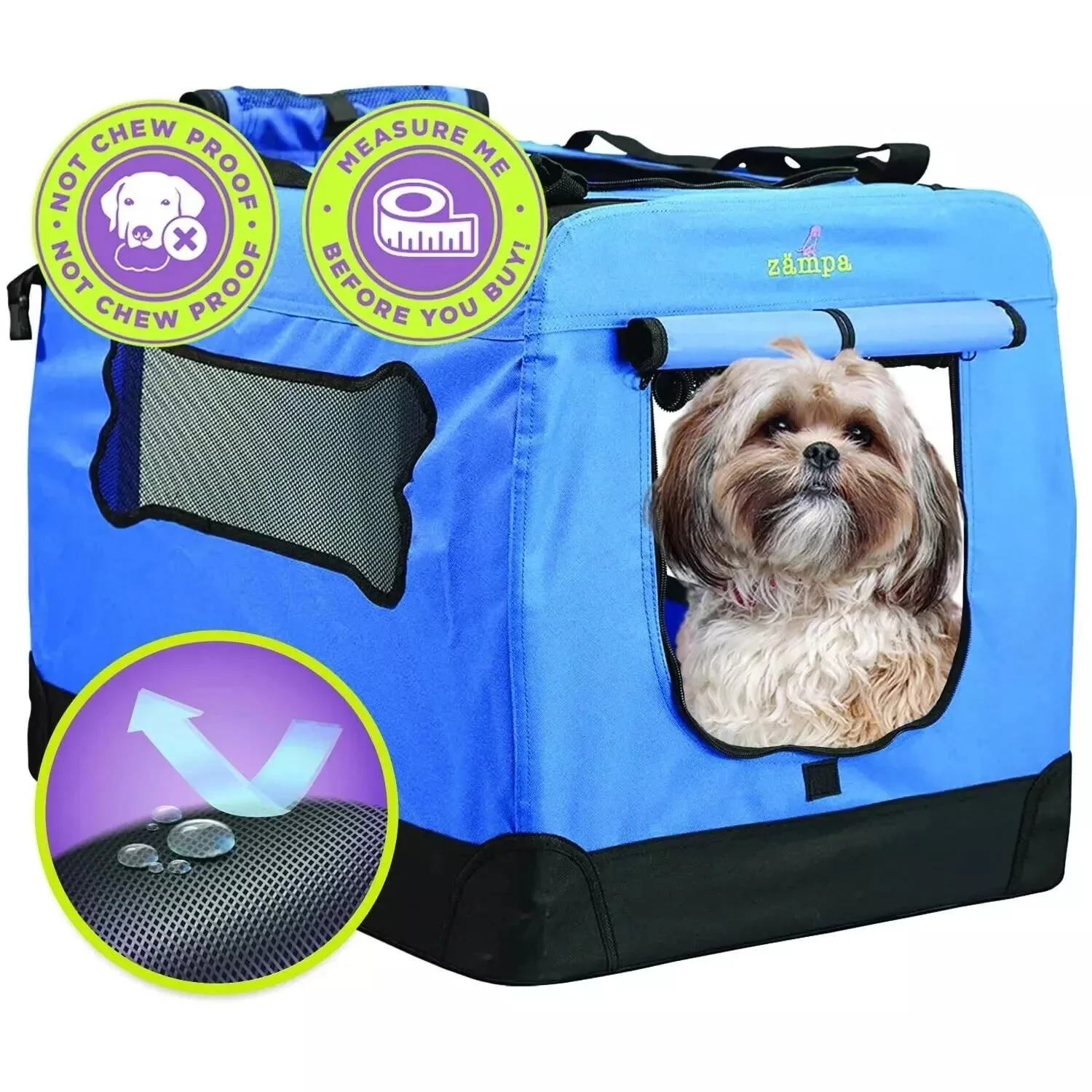 Zampa Portable Soft Dog Cat Pet Crate - Various Colours/Sizes